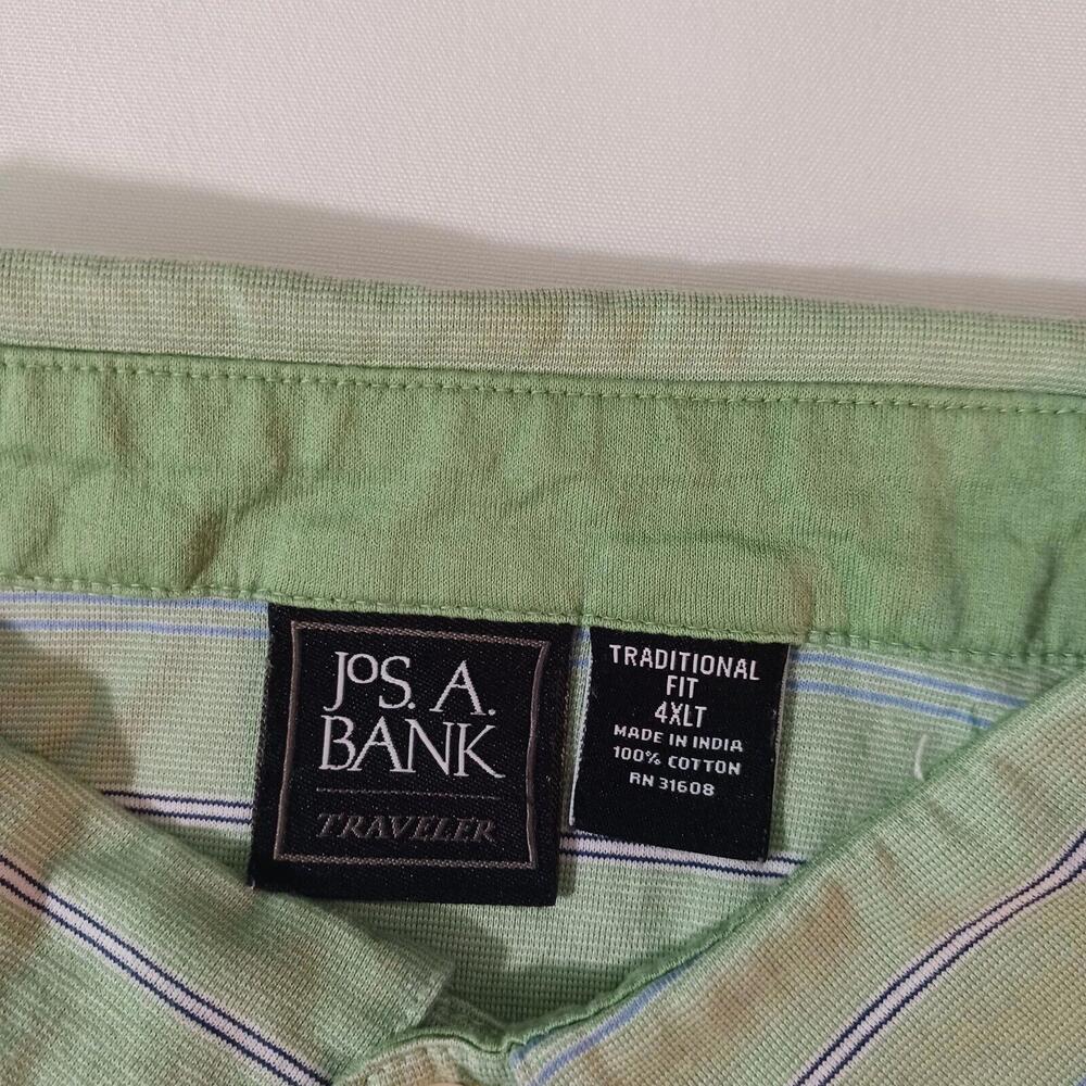 Jos A Bank Traditional Fit Men Green Stripes Short Sleeve Cotton Polo Shirt 4XLT - Picture 3 of 14